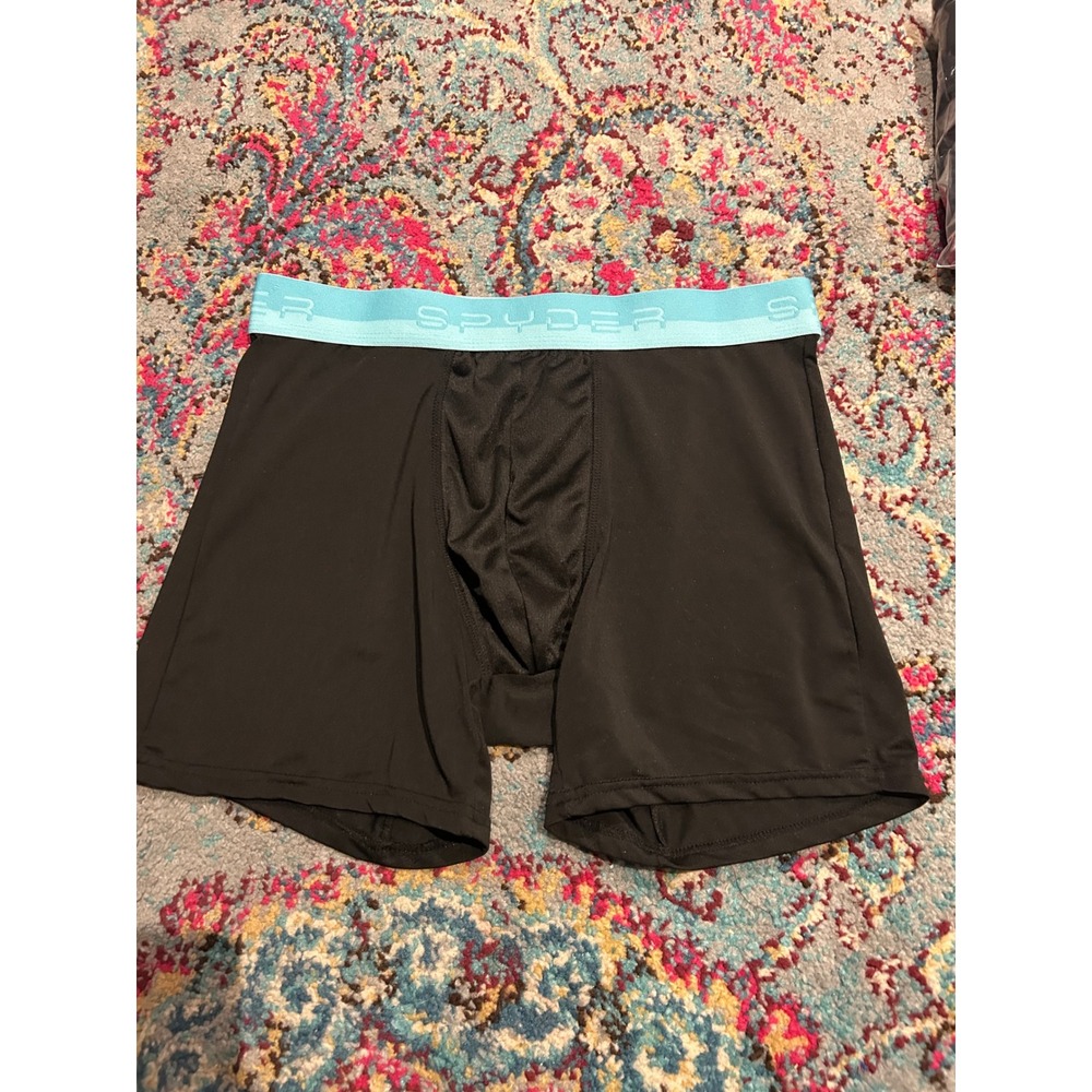 Spyder Mens Performance Boxer Briefs Black Teal Logo‎ Waistband Medium 1-Pack